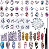 Duufin 13320 Piezas Diamantes de Imitacion 3D Cristales para Uñas AB Pedrería con Pinza y Plumas de Uñas para Decoración…